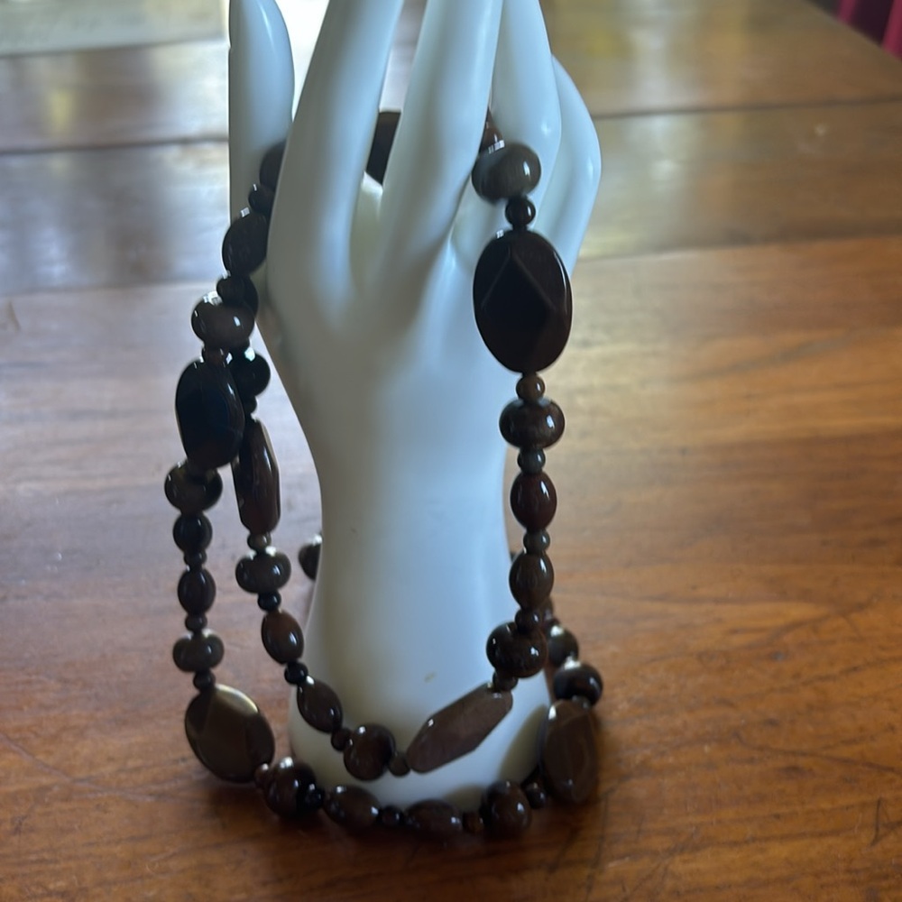 Mine Finds by Jay King 42” multi shape faceted and smooth coffee stone necklace